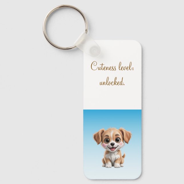 Chaveiro Cuteness Level Keychain – Custom Text & Photo (Frente)