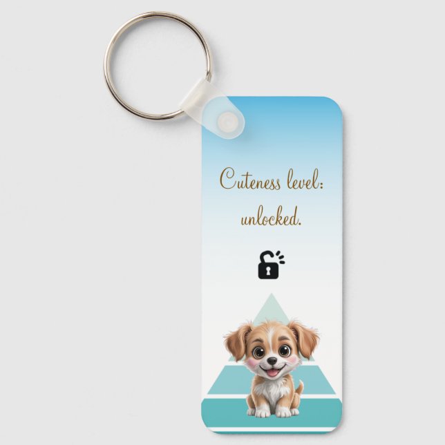 Chaveiro Cuteness Level Keychain – Custom Text & Photo (Frente)
