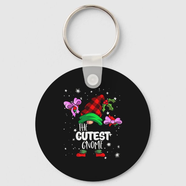 Chaveiro Cutest Gnome Red Buffalo Plaid Matching Family Chr (Frente)