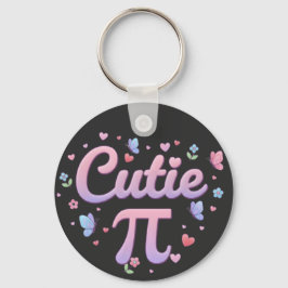 Chaveiro Cutie Pi Symbol Math Pun Pink Butterfly Hearts