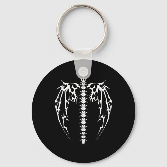 Chaveiro Cyber Wings Tattoo Style Art Robotic Celtic Raven (Frente)