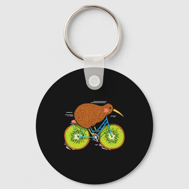 Chaveiro Cycle New Zealand Funny Kiwi On A Bicycle Design I (Frente)