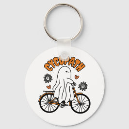 Chaveiro Cycopath Halloween Ghost on Orange Bicycle