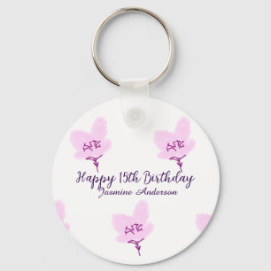 Chaveiro D floral rosa malva 15 anos aniversário quinceaner