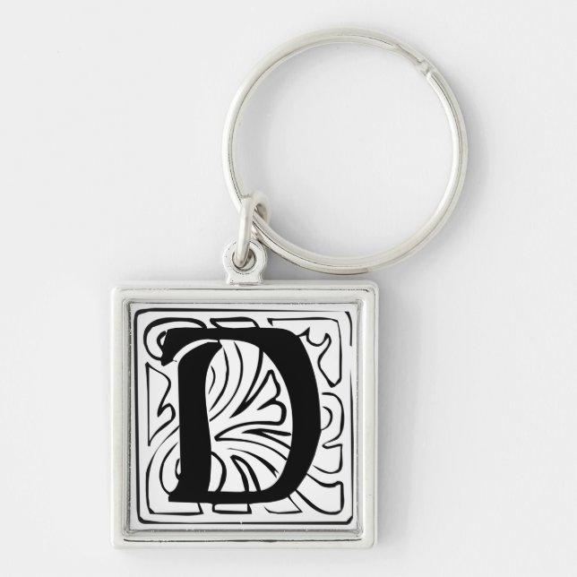 Chaveiro D Monogramm schwarz weiß Schlüsselanhänger (Frente)