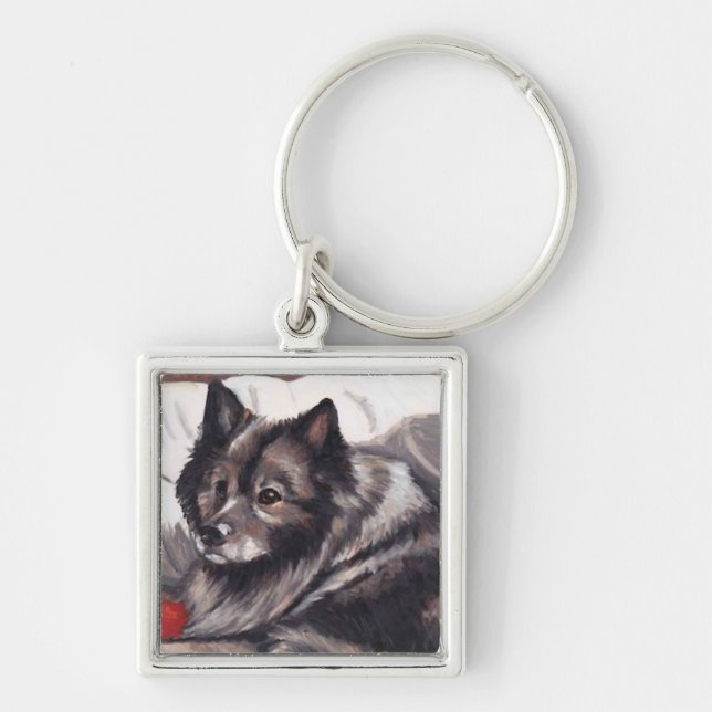 Chaveiro da arte do cão do Keeshond (Frente)