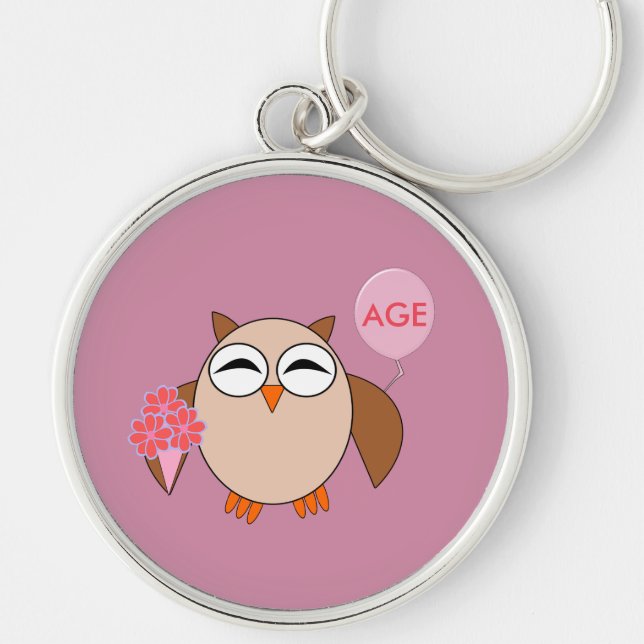 Chaveiro da Coruja de Aniversário da Idade Persona (Frente)