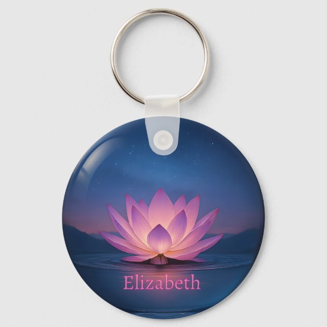 Chaveiro da Esfera de Vidro do Lotus Brilhante - N (Frente)