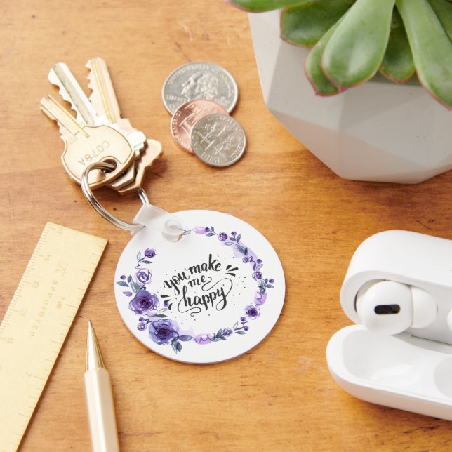 Chaveiro da Foto Personalizada "You Make Me Happy" (Mesa)