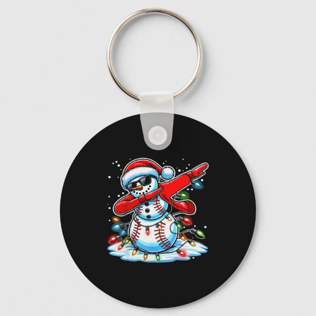 Chaveiro Dabbing Christmas Baseball Snowman Boys Baseball W (Frente)