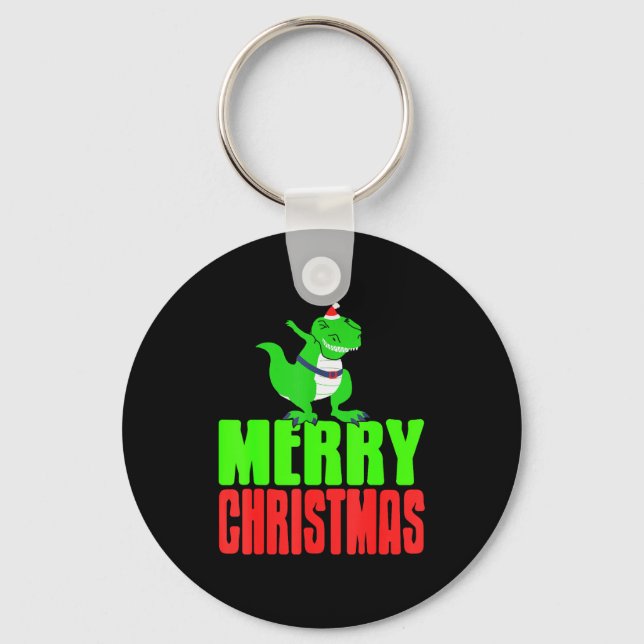 Chaveiro Dabbing Dinosaur Merry Christmas Holiday Humor  (Frente)
