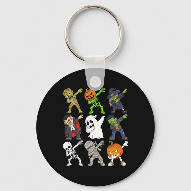 Chaveiro Dabbing Halloween Skeleton Zombie Scary Pumpkin Va (Frente)
