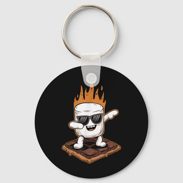 Chaveiro Dabbing Marshmallow Camping Smores Kawaii Smores  (Frente)