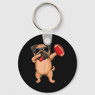 Chaveiro Dabbing Pug Dog Fofo de Sungles de Futebol - Amant