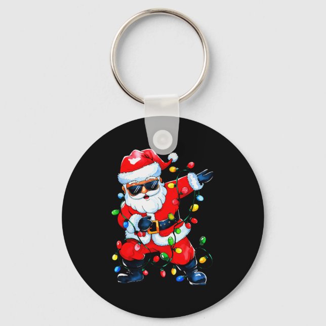 Chaveiro Dabbing Santa Xmas Light Girls Boys Kids Funny Chr (Frente)