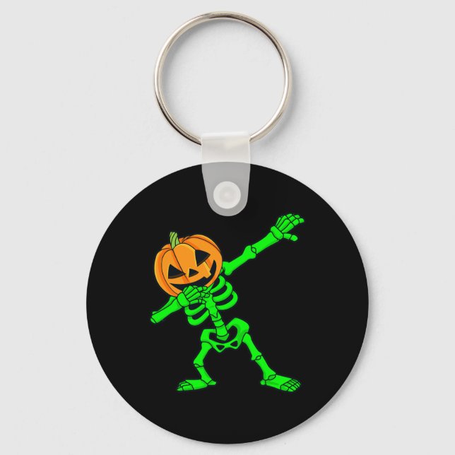 Chaveiro Dabbing Skeleton Pumpkin Head Halloween Dab (Frente)
