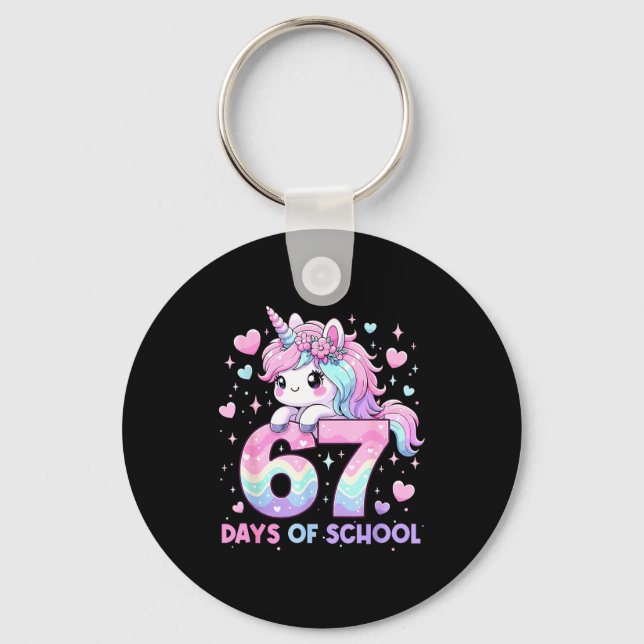 Chaveiro Dabbing Unicorn 67 Days Of School Teachers Kids Bo (Frente)