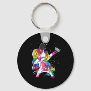 Chaveiro Dabbing Unicorn tocando Badminton Player Lover Mat