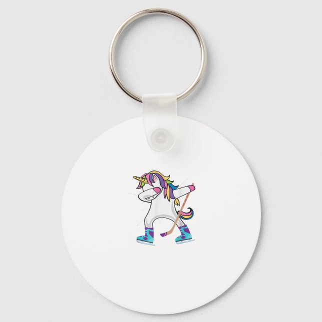 Chaveiro Dabbing Unicorn with A Hockey Stick Unicorn Sports (Frente)