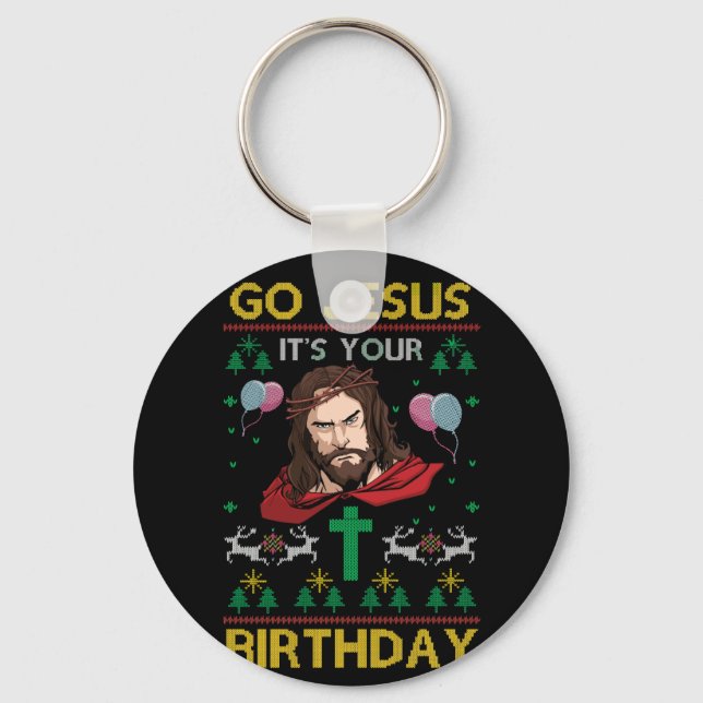 Chaveiro Dabbing with Tree Reindeer Snow Go Jesus (Frente)