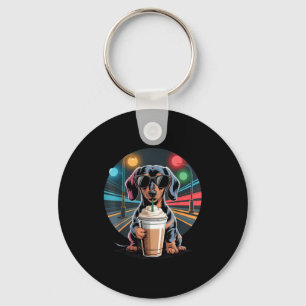 Chaveiro Dachshund bebendo café gelado animal cachorro meme