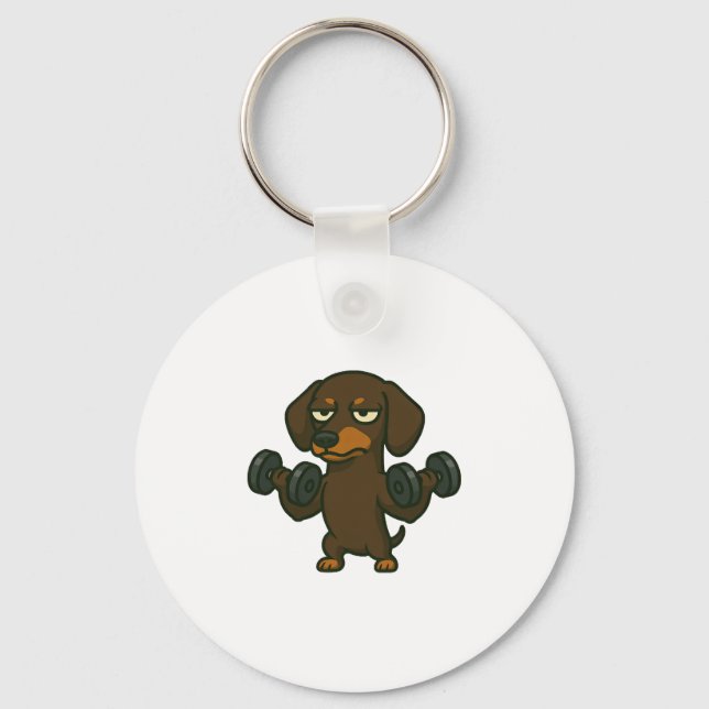 Chaveiro Dachshund com bíceps de treinamento de malhação de (Frente)