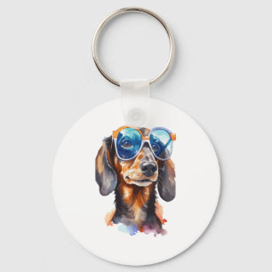 Chaveiro Dachshund com óculos de sol