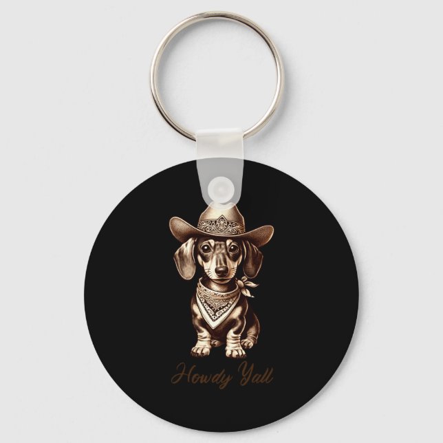 Chaveiro Dachshund Cowboy Cute Sausage Dog Cowboy Weiner Pu (Frente)