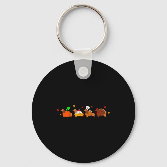 Chaveiro Dachshund Dog Pumpkin E Turkey Thanksgiving  (Frente)