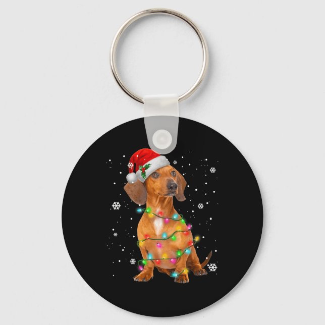 Chaveiro Dachshund Dogs Natal Em Árvore Presentes Para Pet (Frente)