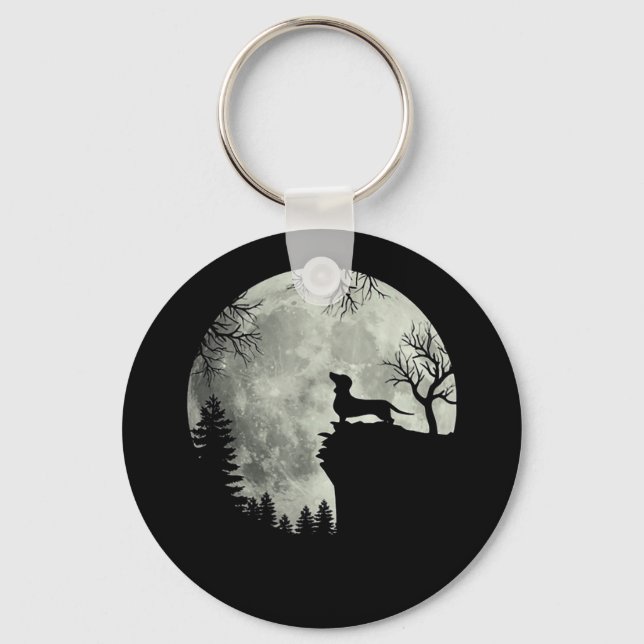 Chaveiro Dachshund E Lua Halloween (Frente)