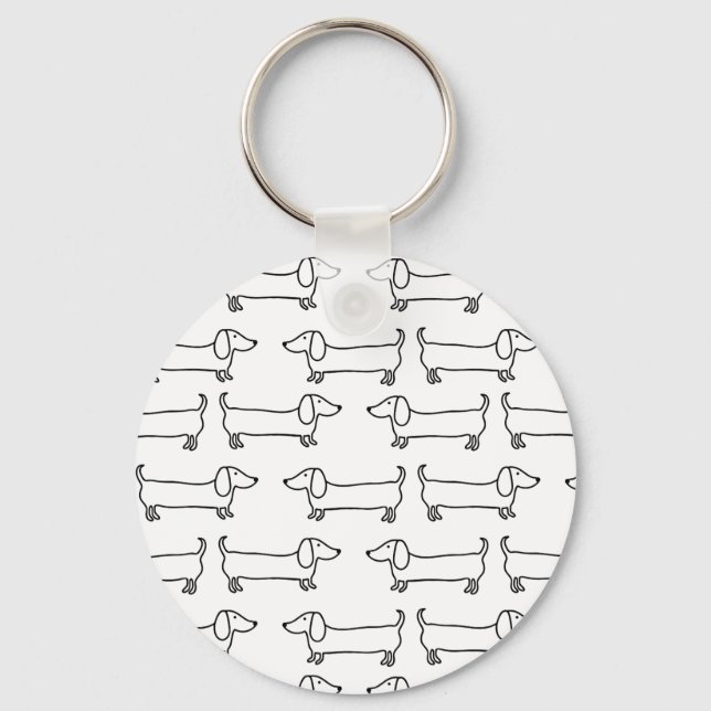 Chaveiro Dachshund em branco preto (Frente)