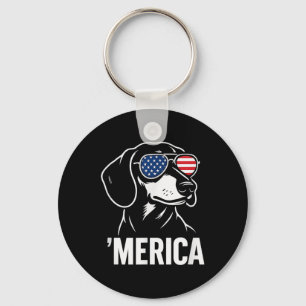 Chaveiro Dachshund engraçado Merica Cão Bandeira Americana 