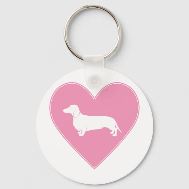 Chaveiro Dachshund Heart Classic Pink (Frente)