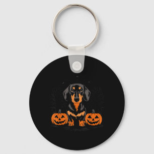 Chaveiro Dachshund Preto e Castanho de Halloween Com
