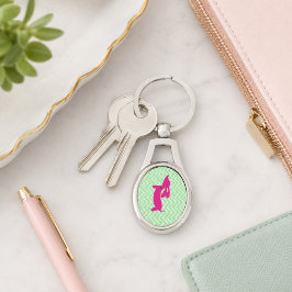 Chaveiro Dachshund Rosa e Verde