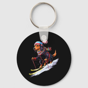 Chaveiro Dachshund Skiing Cachorro Esquiar Esqui Inverno Ho