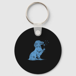 Chaveiro Dachshund soprando desejos dandelion amante de ani