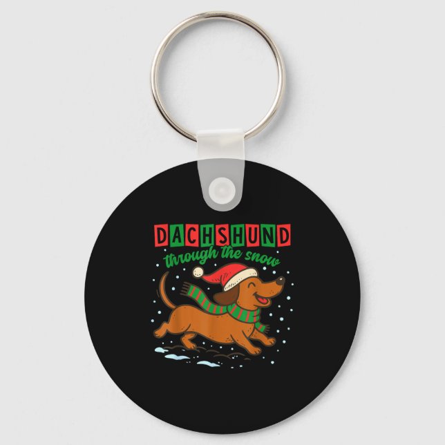 Chaveiro Dachshund Through The Snow Funny Christmas Wiener  (Frente)