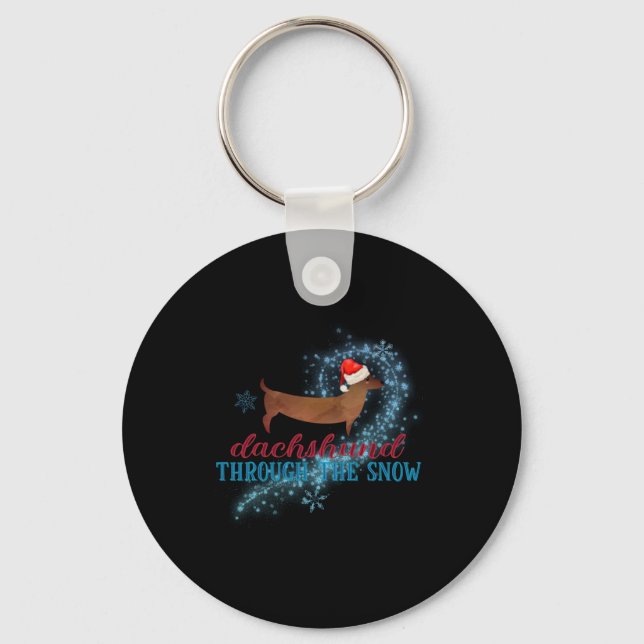 Chaveiro Dachshund Through The Snow Santa Dog Christmas T S (Frente)