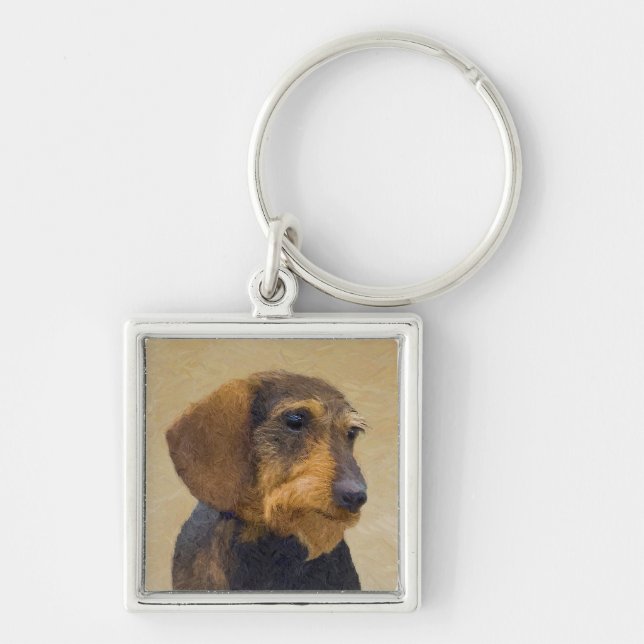Chaveiro Dachshund (Wirehaired) Pintura Original para Cacho (Frente)