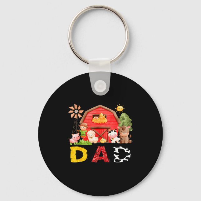 Chaveiro Dad Farm Cow Birthday Boy Matching Family Matching (Frente)