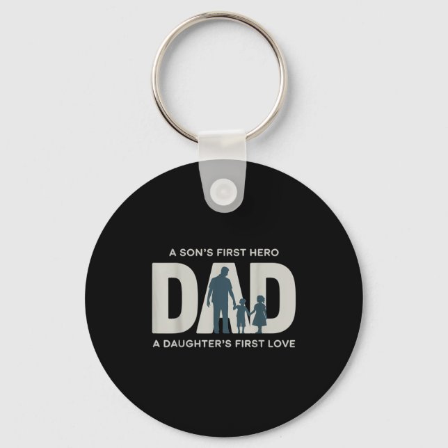 Chaveiro Dad Holding Kids Family Silhouette Father Quote  (Frente)