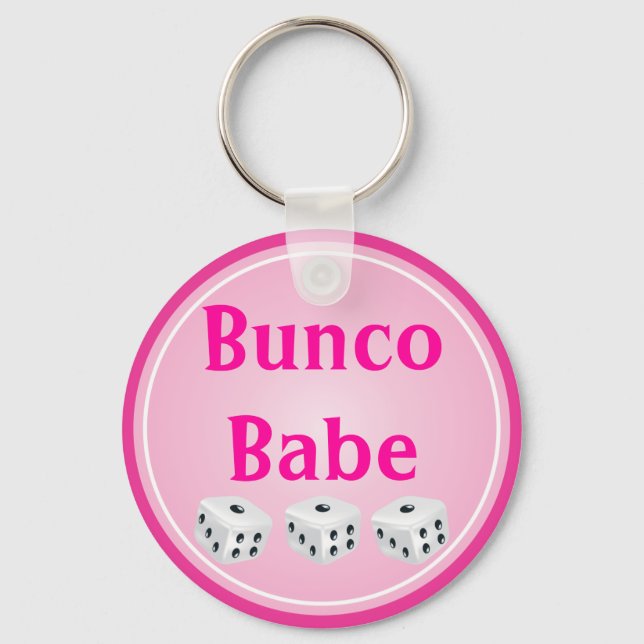 Chaveiro dados com círculo cor-de-rosa personalizável (Frente)