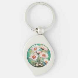 Chaveiro Daisies Impressionistic Floral Teal Personalized