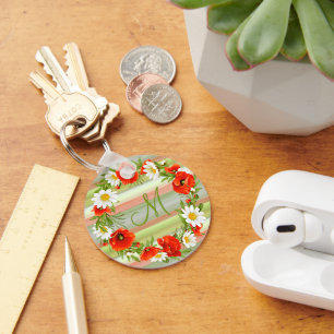 Chaveiro Daisies Personalizados Poppies Monograma Flower Wr