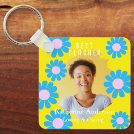 Chaveiro Daisy Best Teacher Photo Bright Yellow