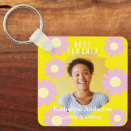 Chaveiro Daisy Best Teacher Photo Bright Yellow
