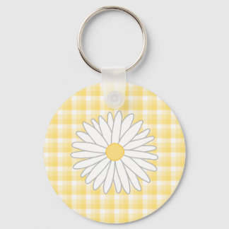 Chaveiro Daisy Flower em Amarelo e Branco.