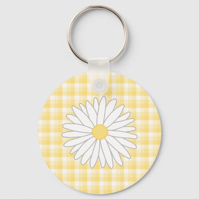 Chaveiro Daisy Flower em Amarelo e Branco. (Frente)